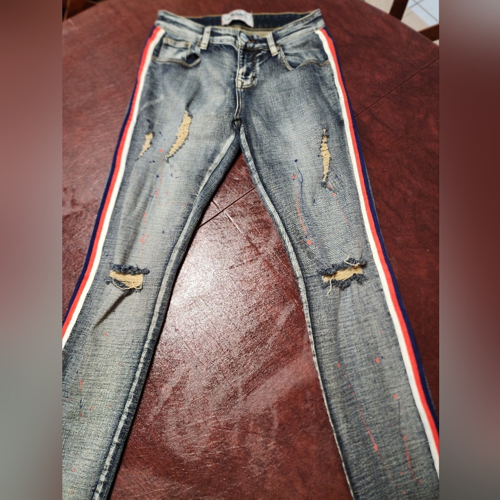 Denim City Oil Paint Splatter Slim Premium Jean 30x30 MSRP $150